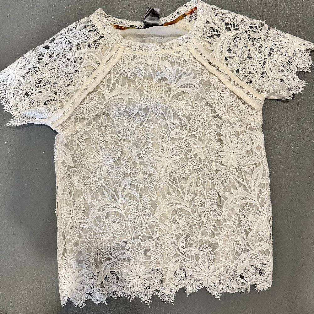 Guest Editor Floral Crochet Top Size Small